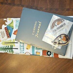 Camping Gift Set: Earrings, Kitchen towel & Journal